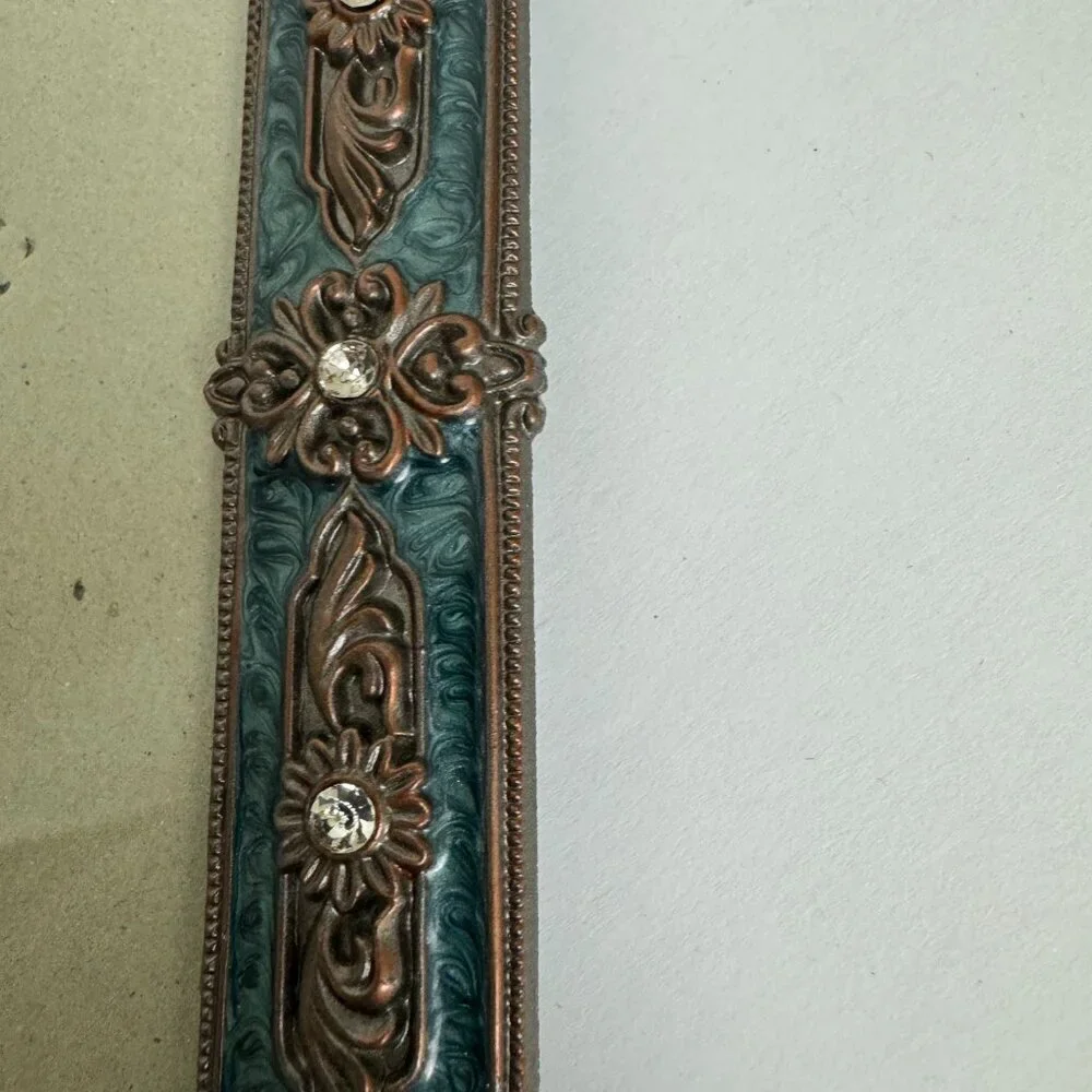 Vintage Picture Frame Metal Enamel Stones Ornament